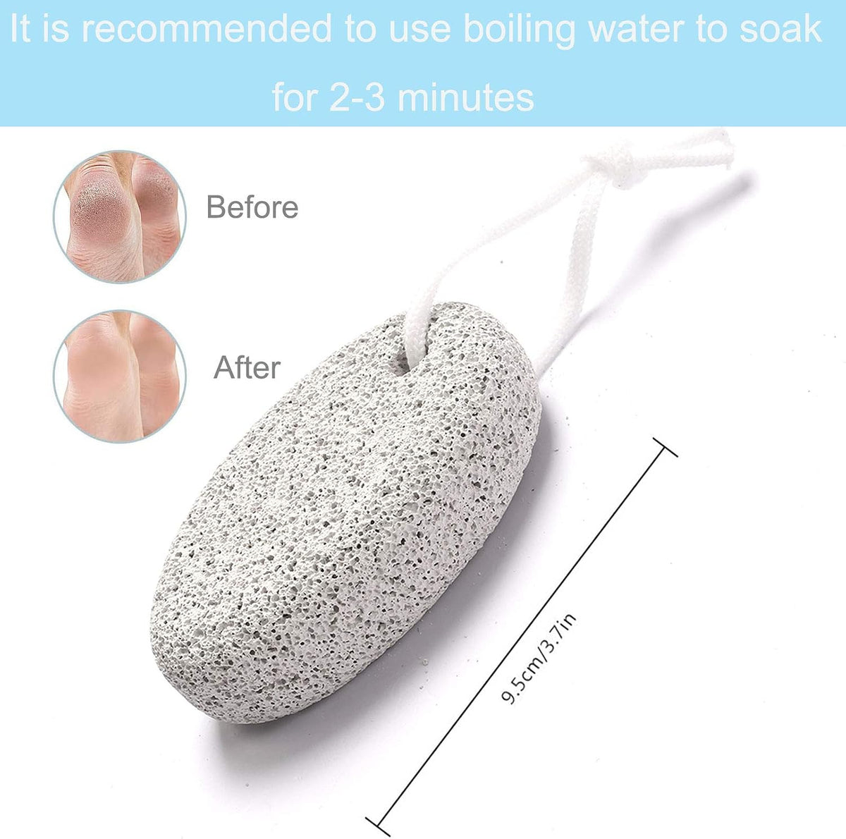 Natural Pumice Stone for Feet, Borogo 3-Pack Lava Pedicure Tools Hard Skin Callus Remover for Feet and Hands - Natural Foot File Exfoliation to Remove Dead Skin, Heels, Elbows, Hands