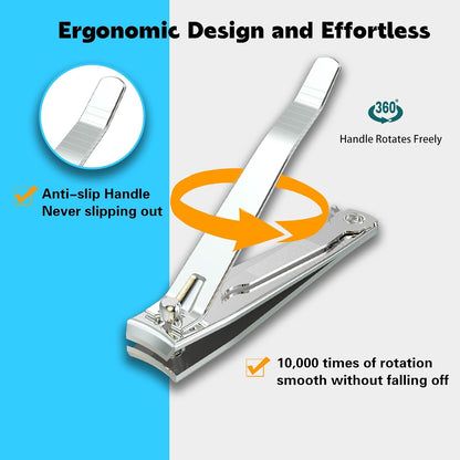 FiriKer 2PCS Silvery Nail Clippers Set, Fingernail and Toenail Clippers
