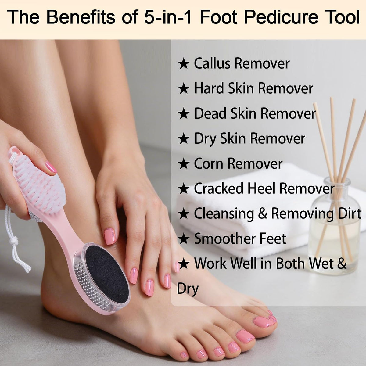 Foot Scrubber Brush with Pumice Stone for Feet Callus Remover Pedicure Tool