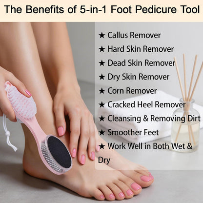 Foot Scrubber Brush with Pumice Stone for Feet Callus Remover Pedicure Tool