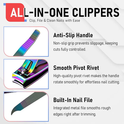 FiriKer Nail Clippers with Nail File, Fingernail Clipper, Toe Nail Clippers