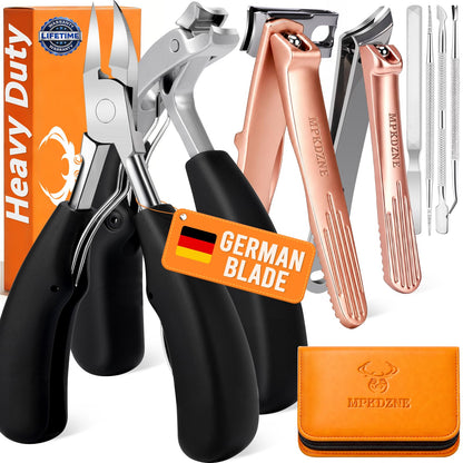 Heavy Duty Nail Clippers w/Luxury Travel Pouch Premium Stainless Steel