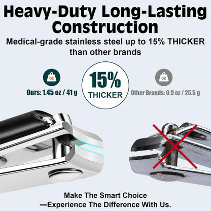 Heavy Duty Nail Clippers w/Luxury Travel Pouch Premium Stainless Steel