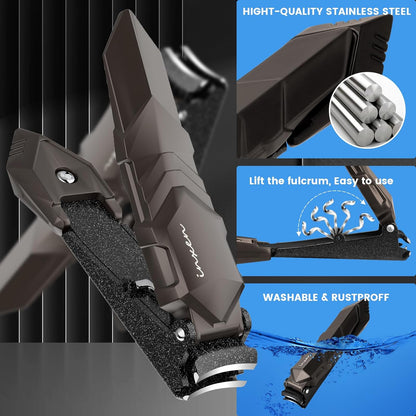 INXEN Nail Clippers for Men with Catcher – No Splash, Self-Collecting Premium Steel Clippers for Fingernails & Toenails, Ideal Gifts for Men& Grooming Gifts, Great Gadget & Stocking Stuffer Gift