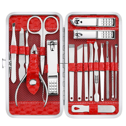 Yougai Manicure Set 18Pcs Stainless Steel Nail Clippers Set with Case Black