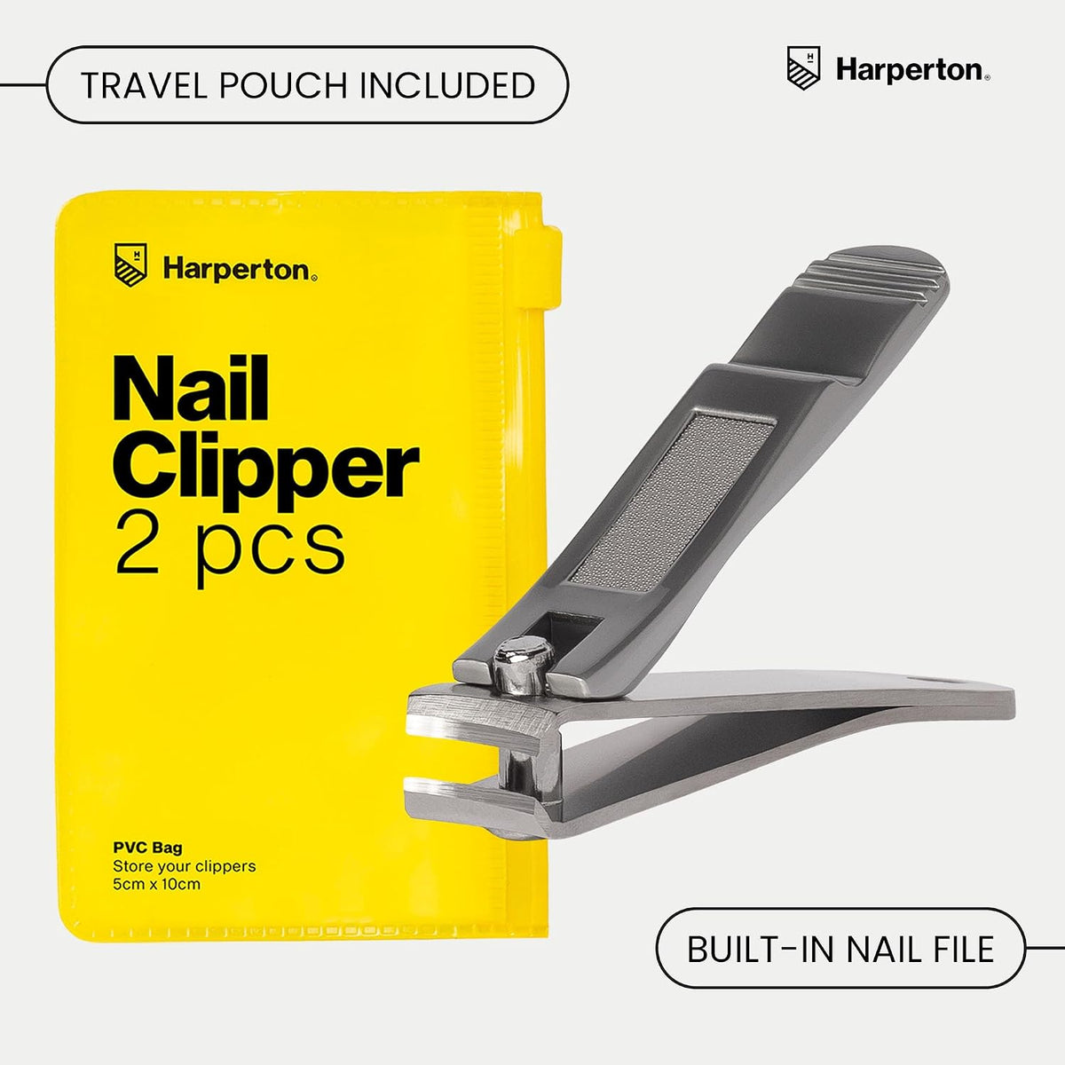 Ultra Sharp Nail Clippers Set for Men & Women - 2 Pack Professional Stainless Steel Toe Nail Clippers with Built-in File & Travel Case - Heavy Duty Fingernail Clippers Kit for Thick Nails for Seniors