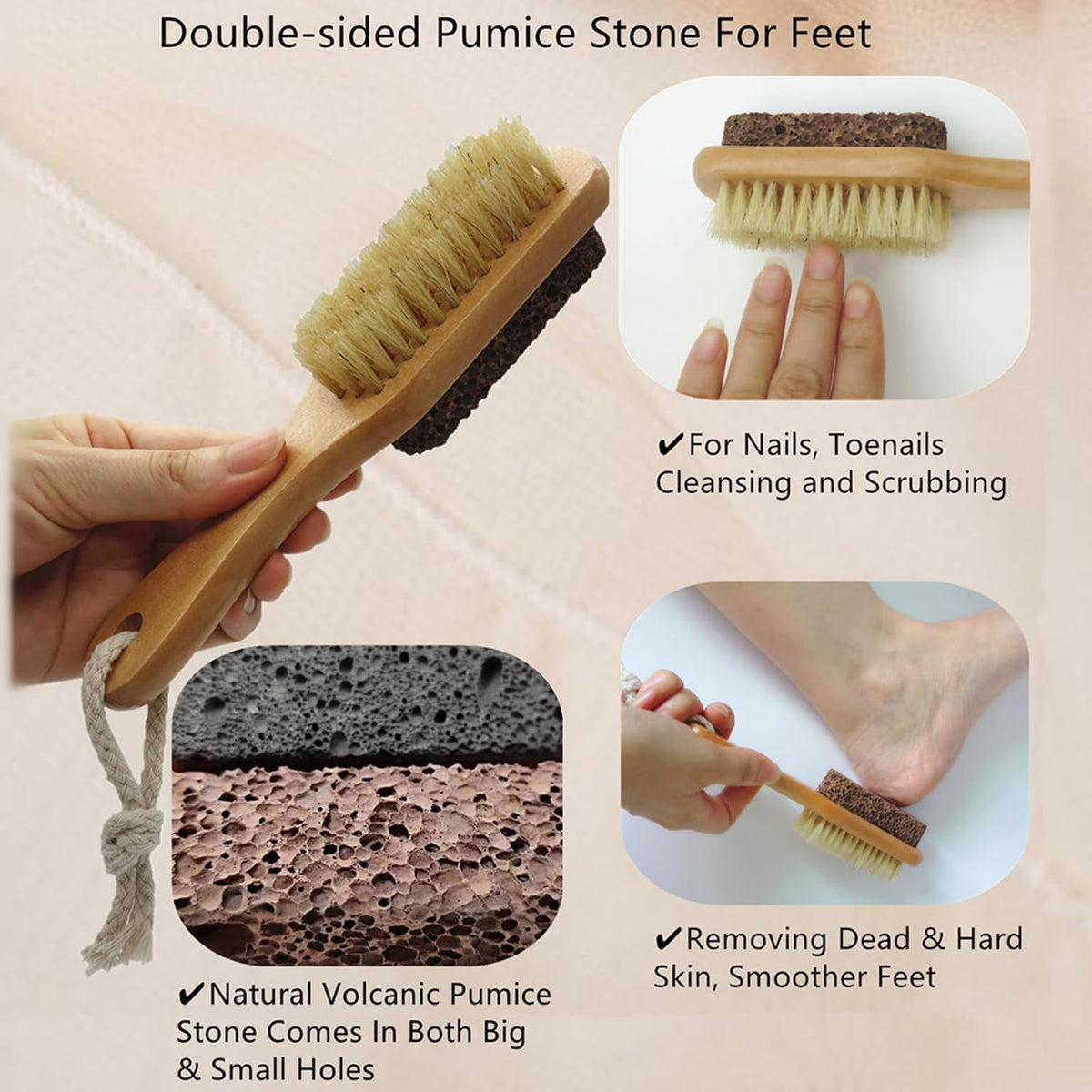 Foot Brush Natural Lava Pumice Stone for Feet Scrub Callus Remover Pedicure
