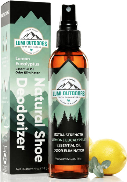Lumi Outdoors Natural Shoe Deodorizer Spray & Odor Eliminator - Lavender Tea Tree Essential Oil Odor Eater