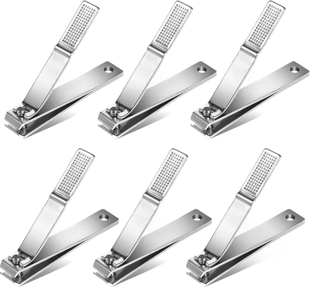 6 Pieces Straight Nail Clippers for Thick Nails Edge Toenails Clippers Stainless Steel Nails Cutters Heavy Duty Fingernail Clipper for Men Women
