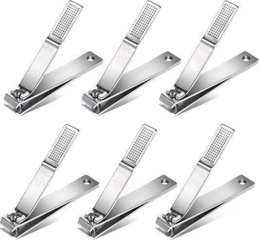 6 Pieces Straight Nail Clippers for Thick Nails Edge Toenails Clippers Stainless Steel Nails Cutters Heavy Duty Fingernail Clipper for Men Women