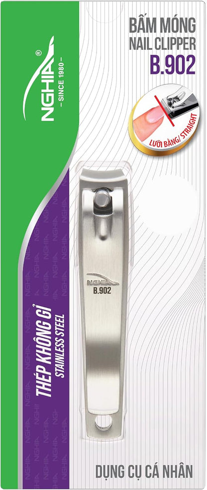 Straight Blade Nail Clipper - B-901 (Stainless Steel) | Large Jaw | Flat Jaw Design | NGHIA