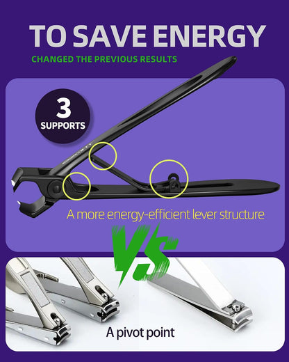 Ultra Wide Jaw Opening Nail Clippers Set, Toenail Clippers for Thick Nails, Heavy Duty Nail Cutter, Stainless Steel Toe Nail Clippers for Seniors, Men & Women Manicure,Pedicure,Big(Black)