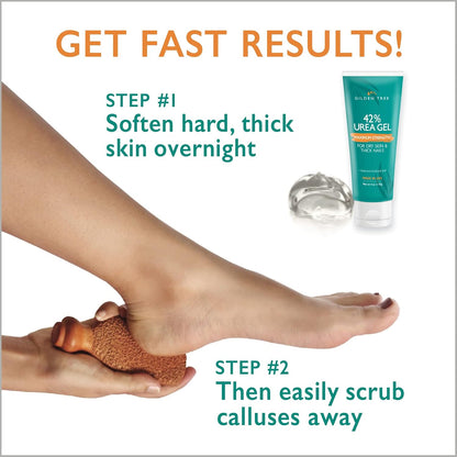 GILDEN TREE Callus Remover Gel + Foot Scrubber Kit - Pedicure Tools for Dry Cracked Heels