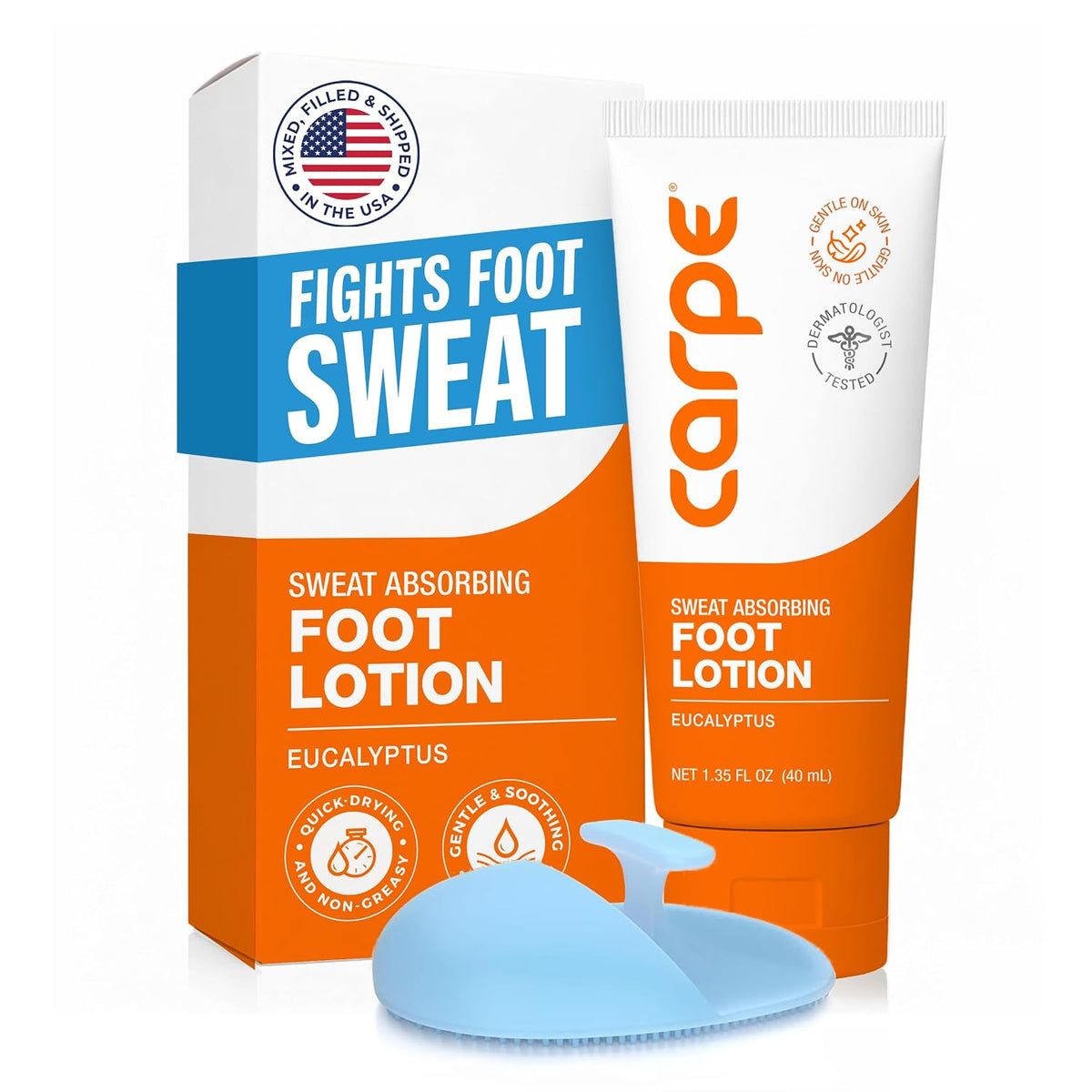 Carpe Sweat Absorbing Foot Lotion + Applicator, Eucalyptus - 1 Tube