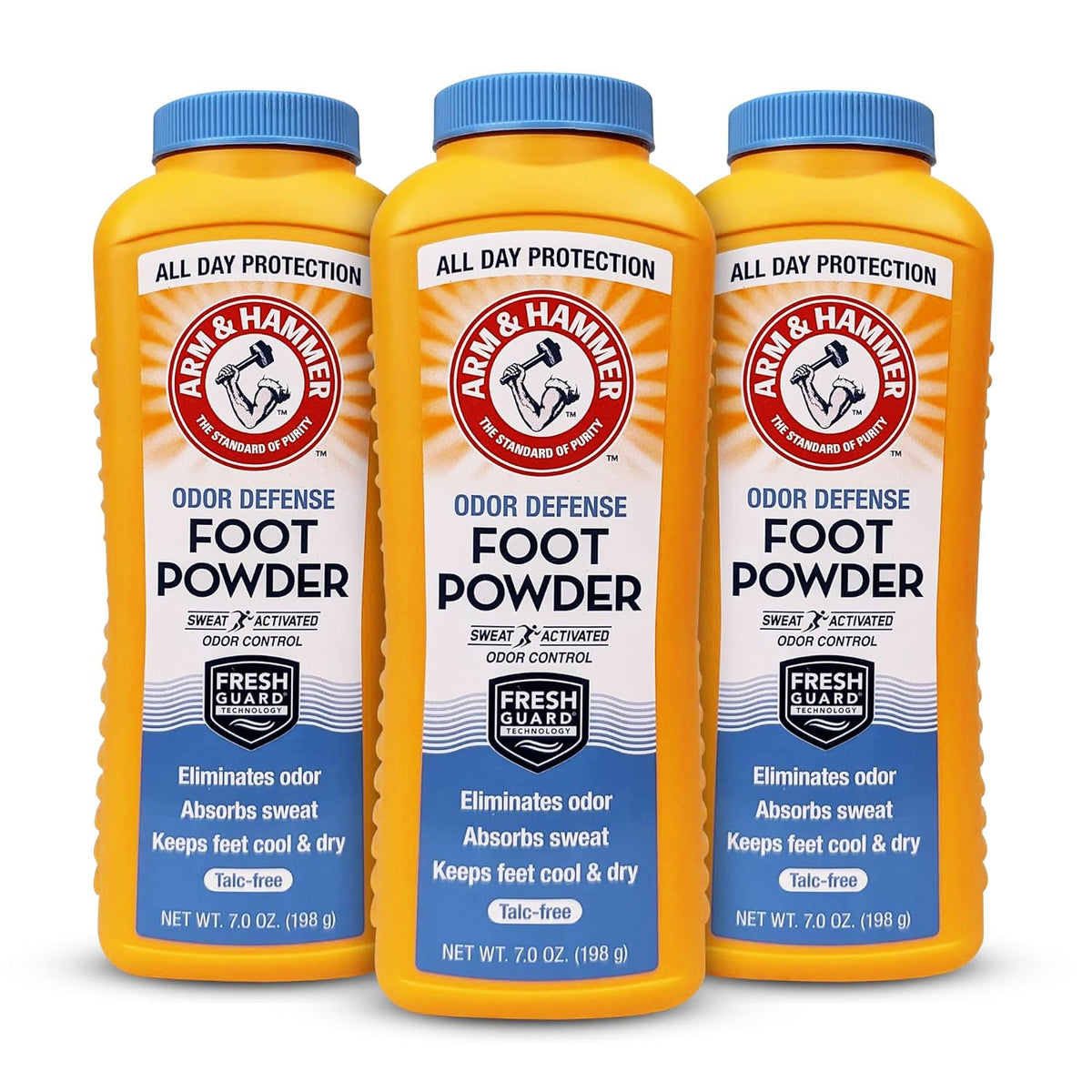 Arm & Hammer Odor Defense Foot Powder for Shoes & Feet, 7 oz, 3 Pack