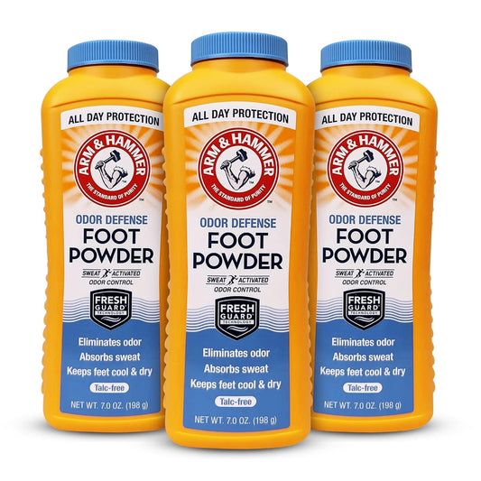 Arm & Hammer Odor Defense Foot Powder for Shoes & Feet, 7 oz, 3 Pack
