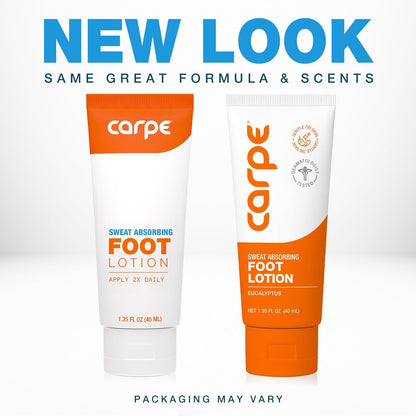Carpe Sweat Absorbing Foot Lotion, Eucalyptus - Fights Sweaty Feet