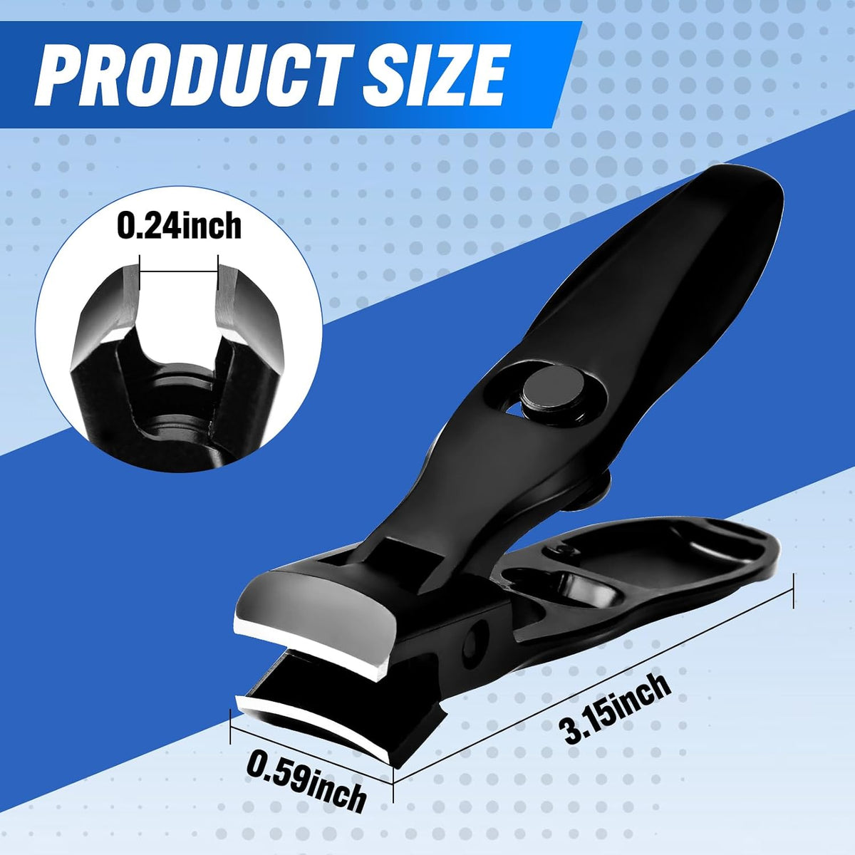 Wide Jaw Nail Clippers, Stainless Steel, Professional Fingernail Clipper