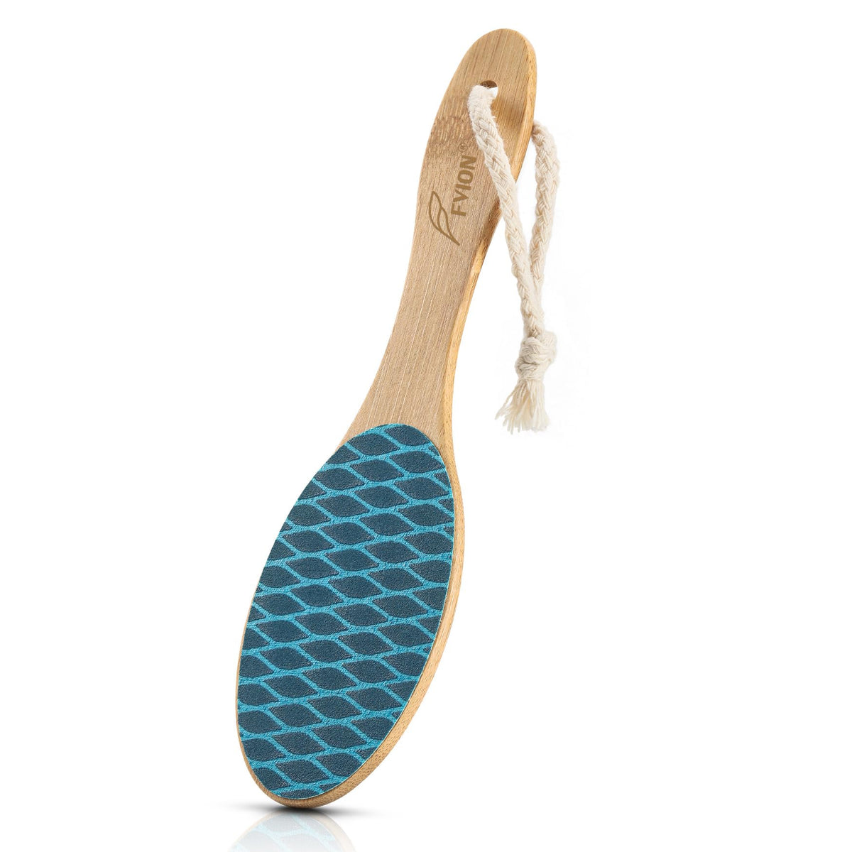 FVION Nano Glass Foot File with Bamboo Handle - Foot Scrubber Dead Skin Pumice Stone for Feet - The Ultimate Gentle Pedicure File Feet Callus Remover (Yellow)