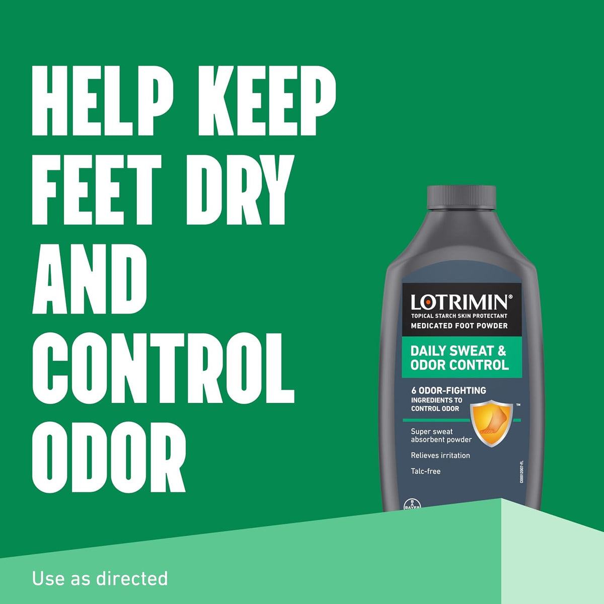 Lotrimin Daily Sweat & Odor Control Medicated Foot Powder - Antifungal Formula for Lasting Relief from Foot Odor, 6.25 Ounce (177 Grams) (Packaging May Vary)