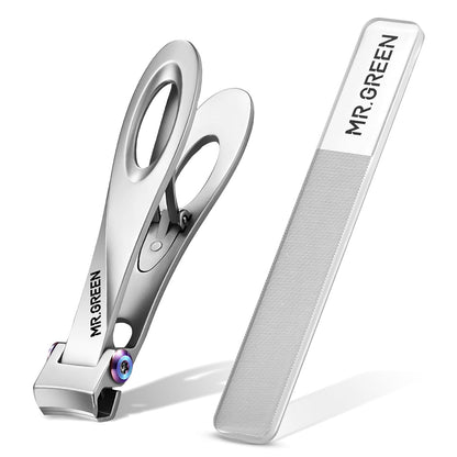 MR.GREEN Nail Clippers Wide Jaw Opening Stainless Steel Fingernail Clipper Thick Hard Toenail Cutter Manicure Scissors Tools (Nail Clipper (Large))