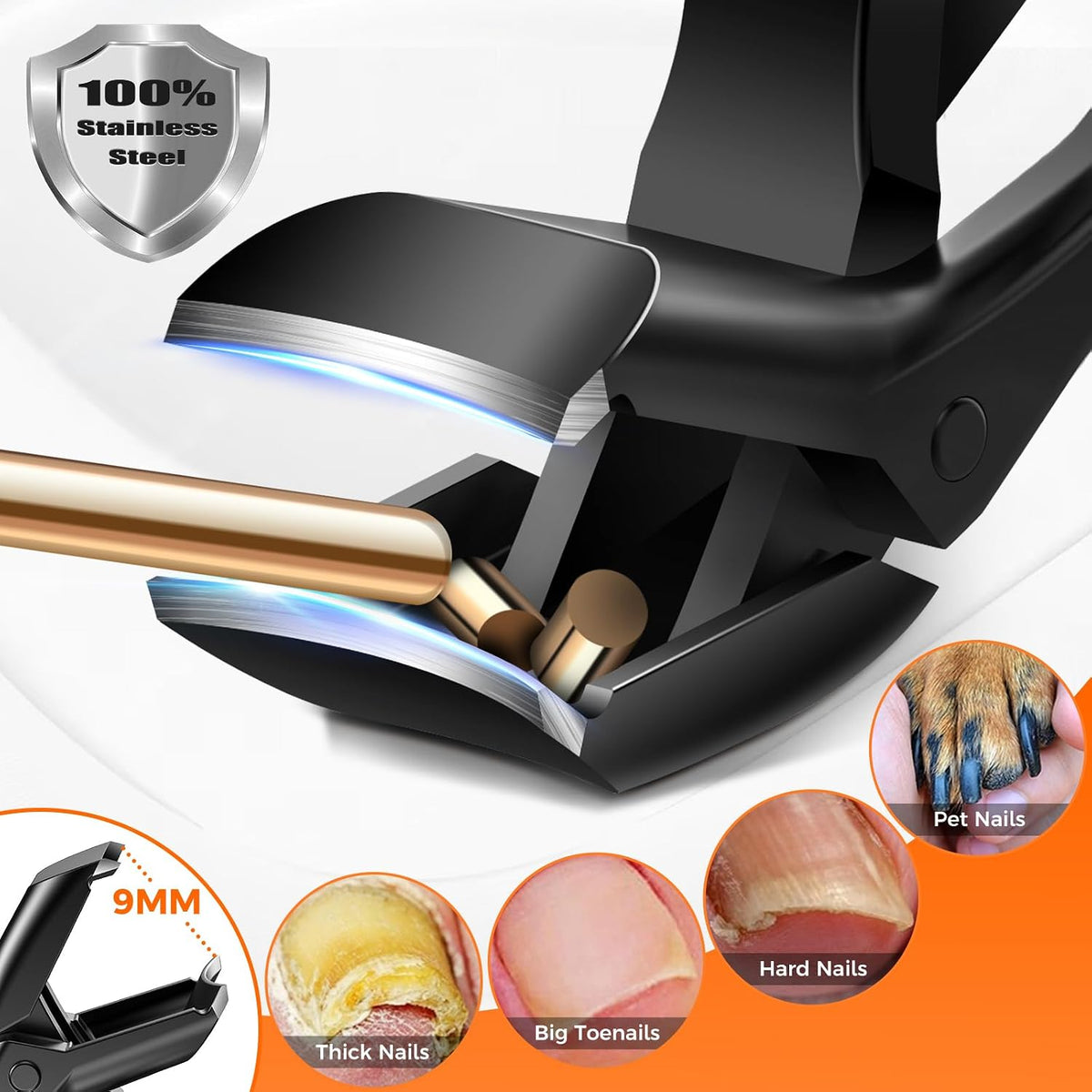 DRMODE Toenail Clippers for Seniors Thick Toenails, Angled Head Wide Jaw