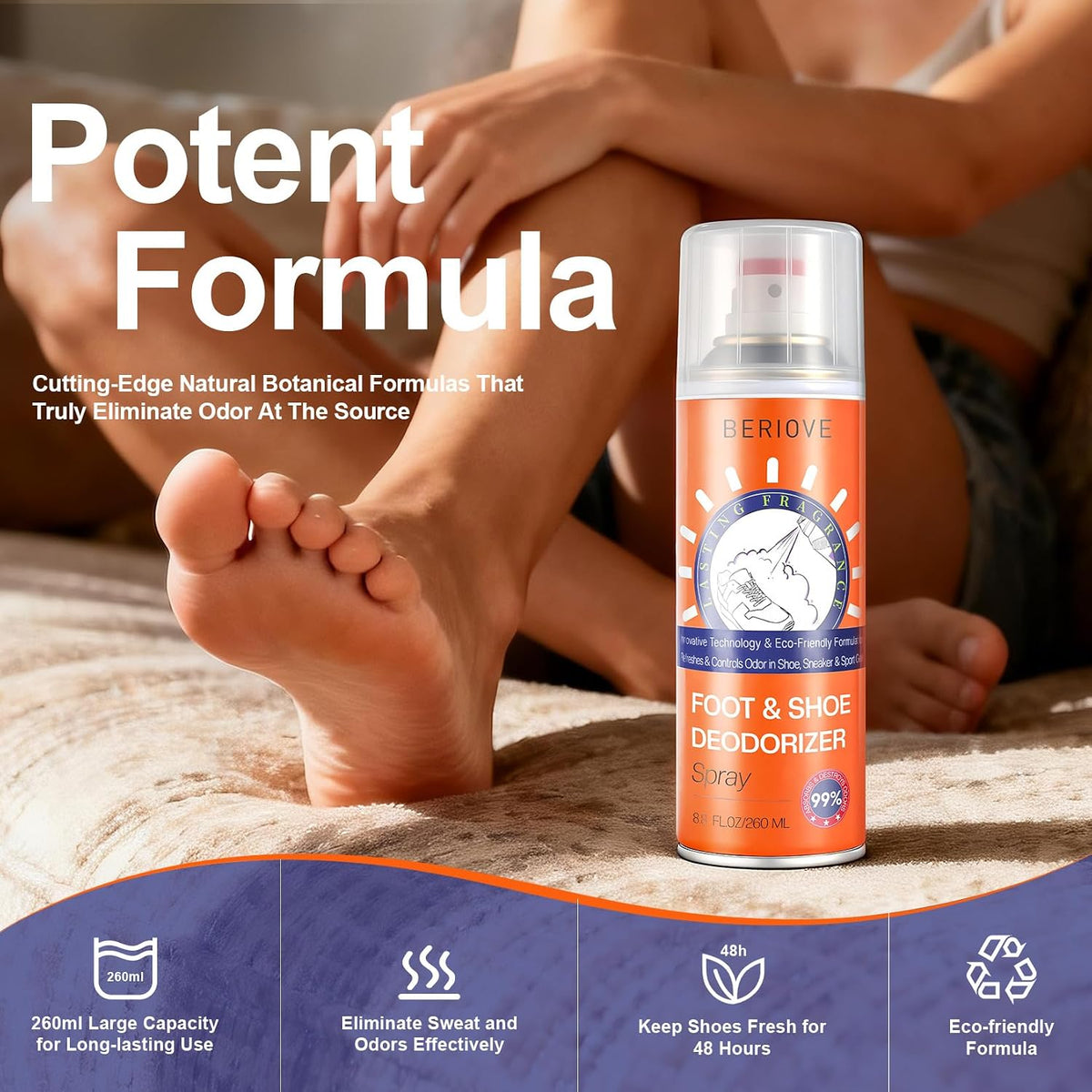 Long-Lasting Shoe Deodorizer Spray : Foot Odor Eliminator
