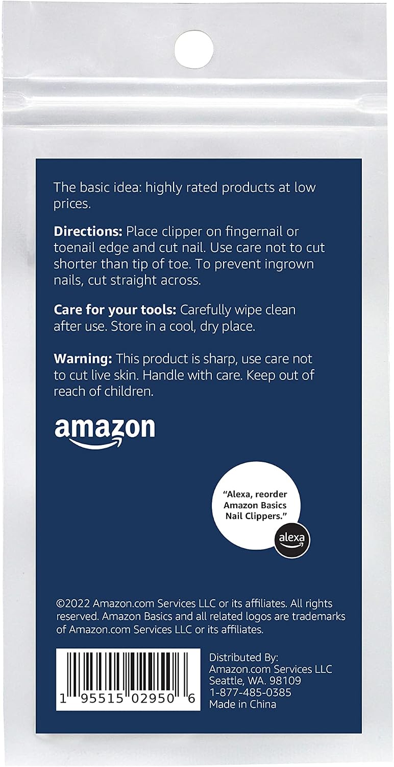 Amazon Basics Toenail and Fingernail Clipper Set, Nail Clippers, Grooming Tool, Black