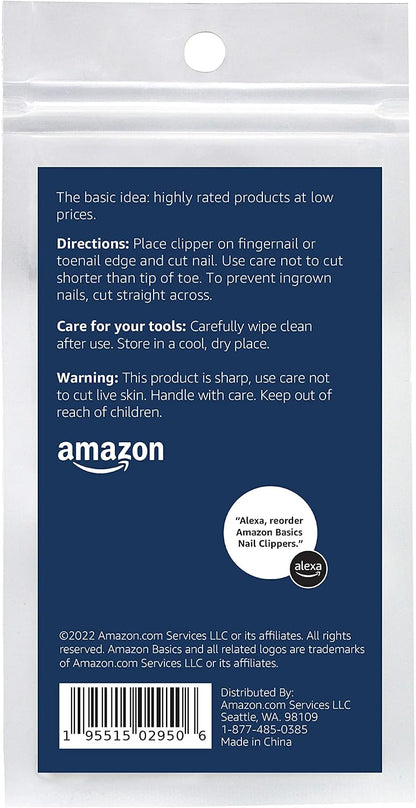 Amazon Basics Toenail and Fingernail Clipper Set, Nail Clippers, Grooming Tool, Black