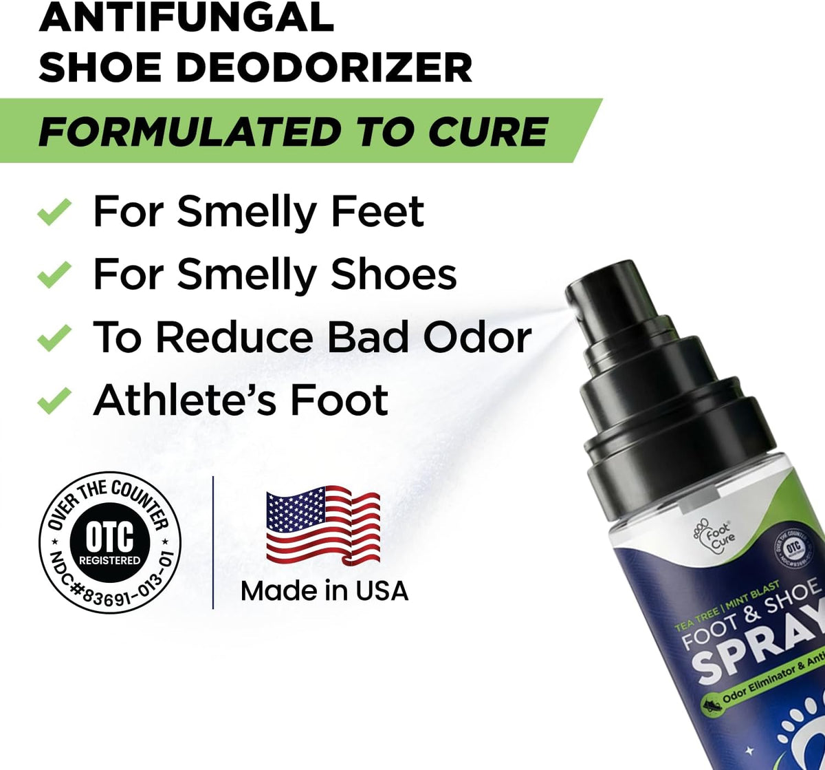 Shoe Deodorizer, Foot Odor Spray, Tea Tree | Mint Odor Eliminator - 120ml