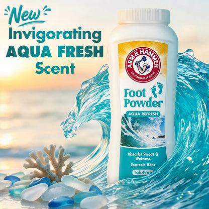 Arm & Hammer Soothing Foot Powder, Odor Control, Aqua Refresh Scent, 4.5 oz