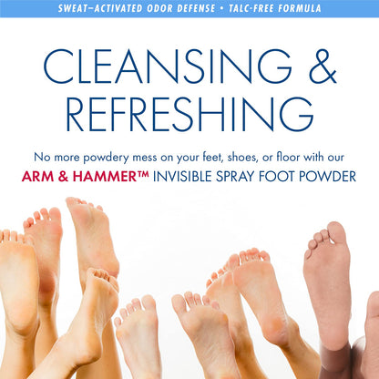 Arm & Hammer Invisible Foot Powder Spray, Odor & Sweat Control, 7oz, 3 Pack