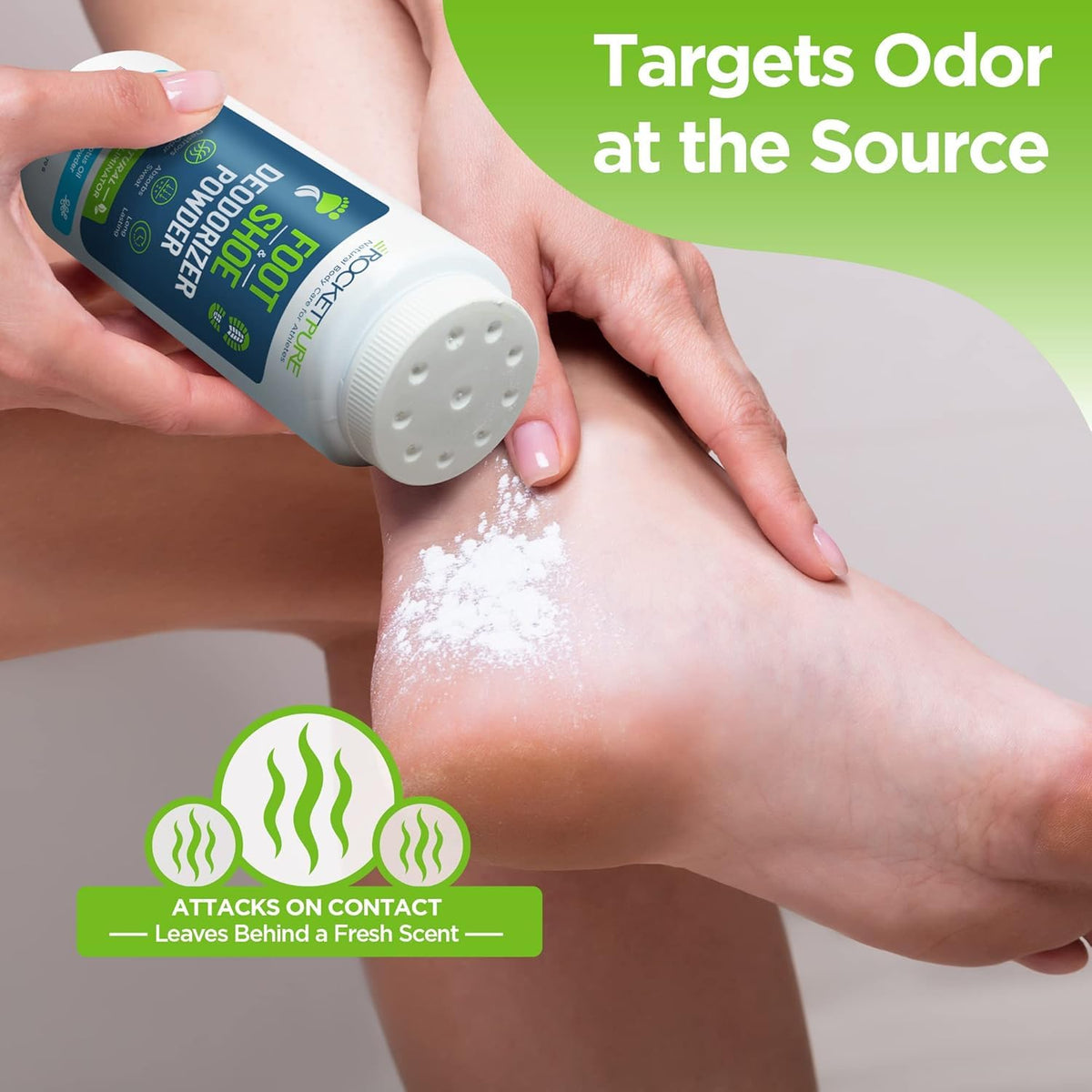 Rocket Pure Natural Foot and Shoe Deodorizer Powder, Eucalyptus, Pack of 2