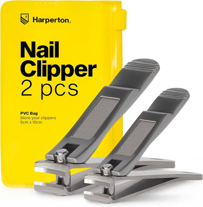 Ultra Sharp Nail Clippers Set for Men & Women - 2 Pack Professional Stainless Steel Toe Nail Clippers with Built-in File & Travel Case - Heavy Duty Fingernail Clippers Kit for Thick Nails for Seniors