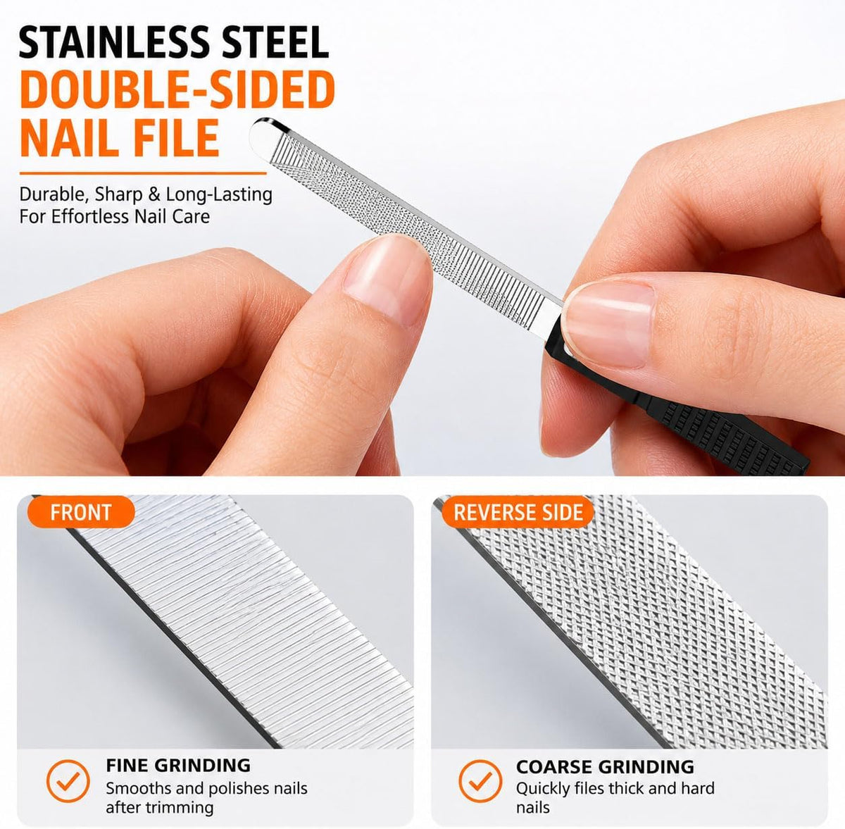Nail Clippers Set, Ultra Sharp Stainless Steel Fingernail & Toenail Clippers with Nail File, Ergonomic Heavy Duty Nail Cutter Kit with Tin Case, Professional Manicure Grooming Set for Men Women