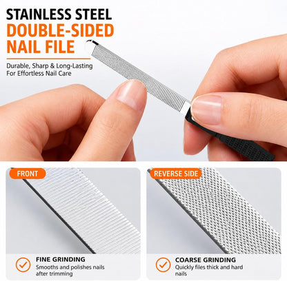 Nail Clippers Set, Ultra Sharp Stainless Steel Fingernail & Toenail Clippers with Nail File, Ergonomic Heavy Duty Nail Cutter Kit with Tin Case, Professional Manicure Grooming Set for Men Women