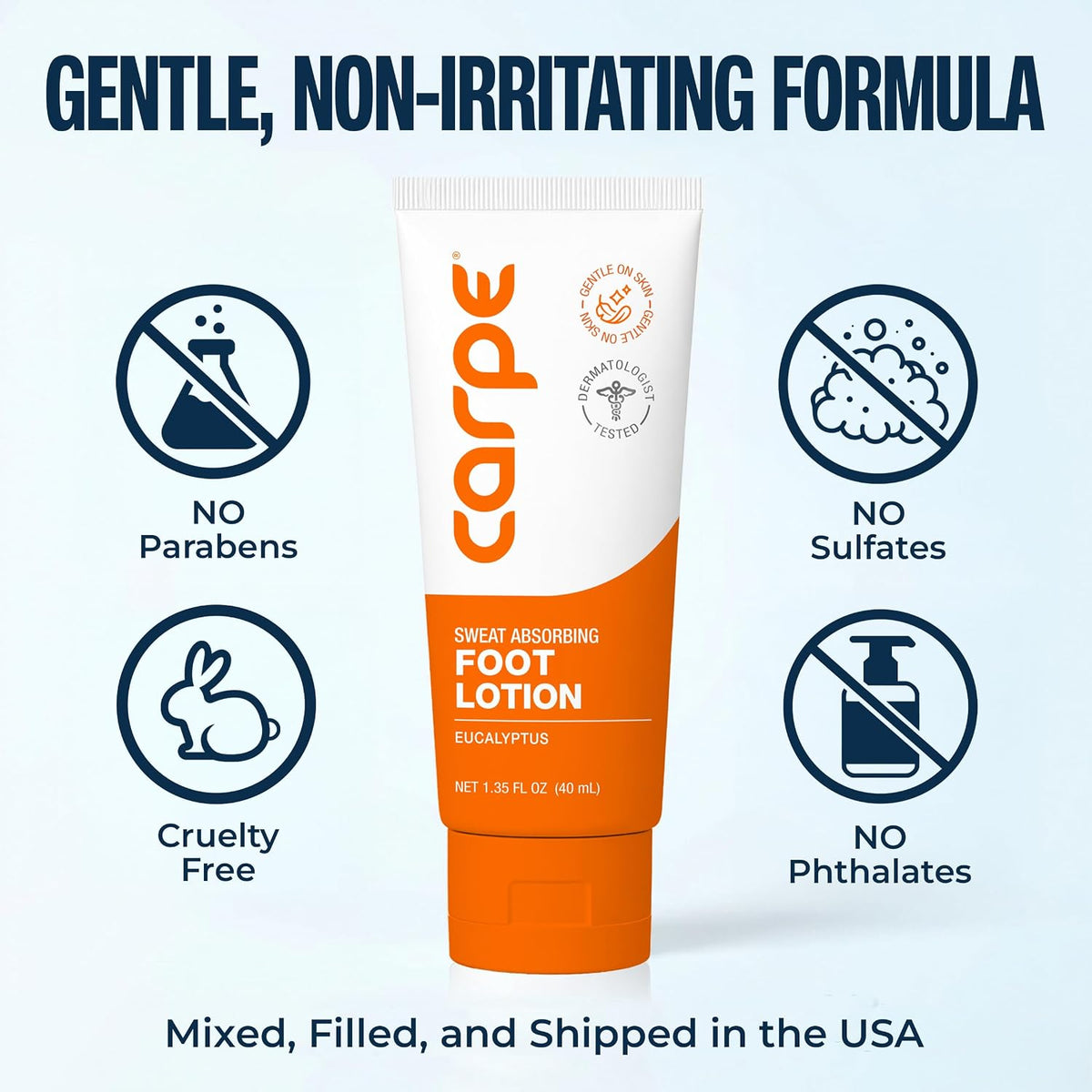 Carpe Sweat Absorbing Foot Lotion + Applicator, Eucalyptus - 1 Tube