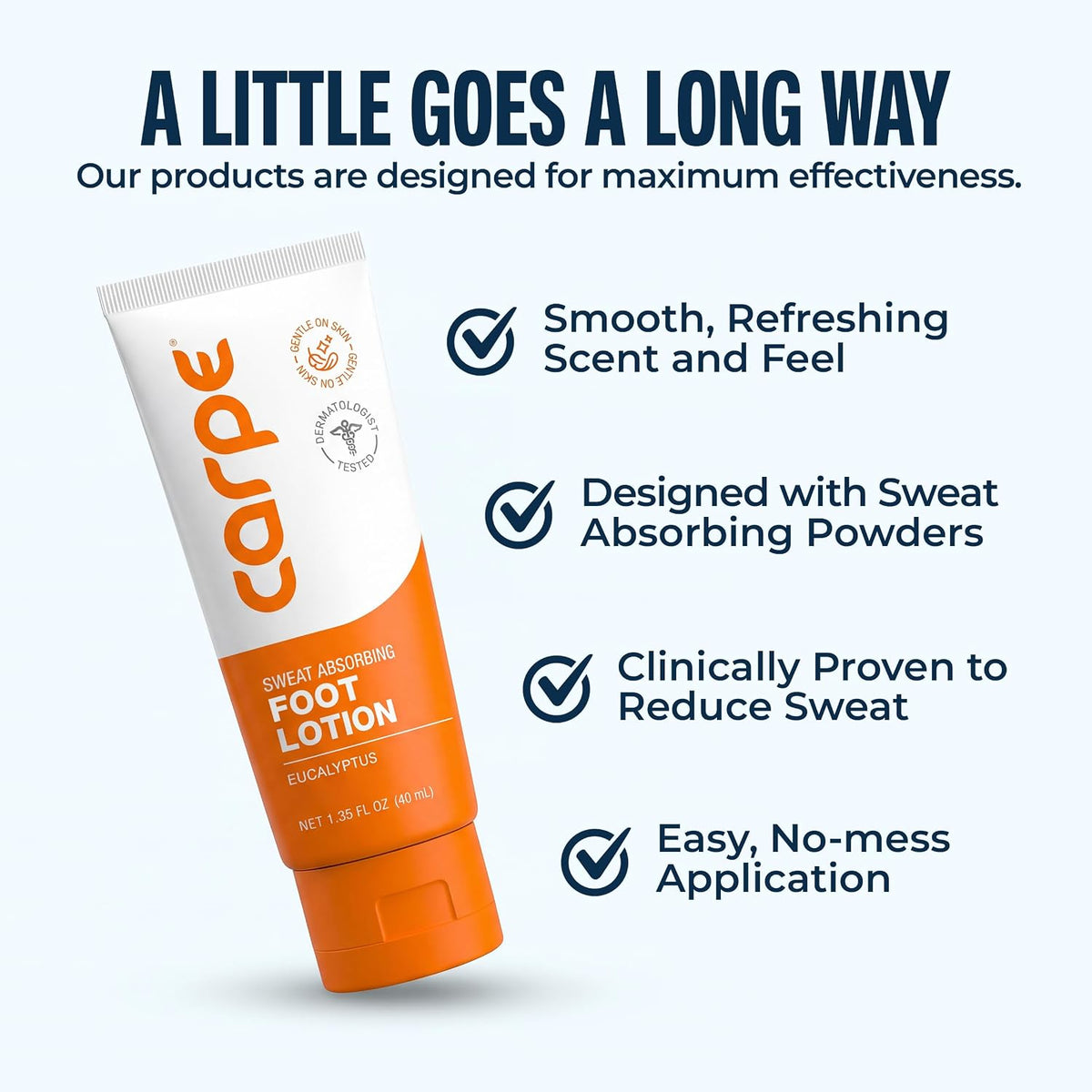 Carpe Sweat Absorbing Foot Lotion + Applicator, Eucalyptus - 1 Tube