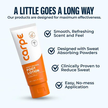 Carpe Sweat Absorbing Foot Lotion + Applicator, Eucalyptus - 1 Tube