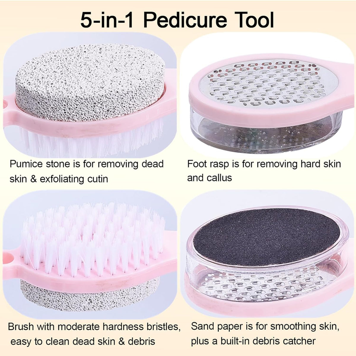 Foot Scrubber Brush with Pumice Stone for Feet Callus Remover Pedicure Tool
