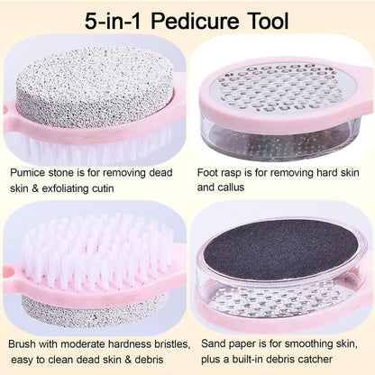 Foot Scrubber Brush with Pumice Stone for Feet Callus Remover Pedicure Tool