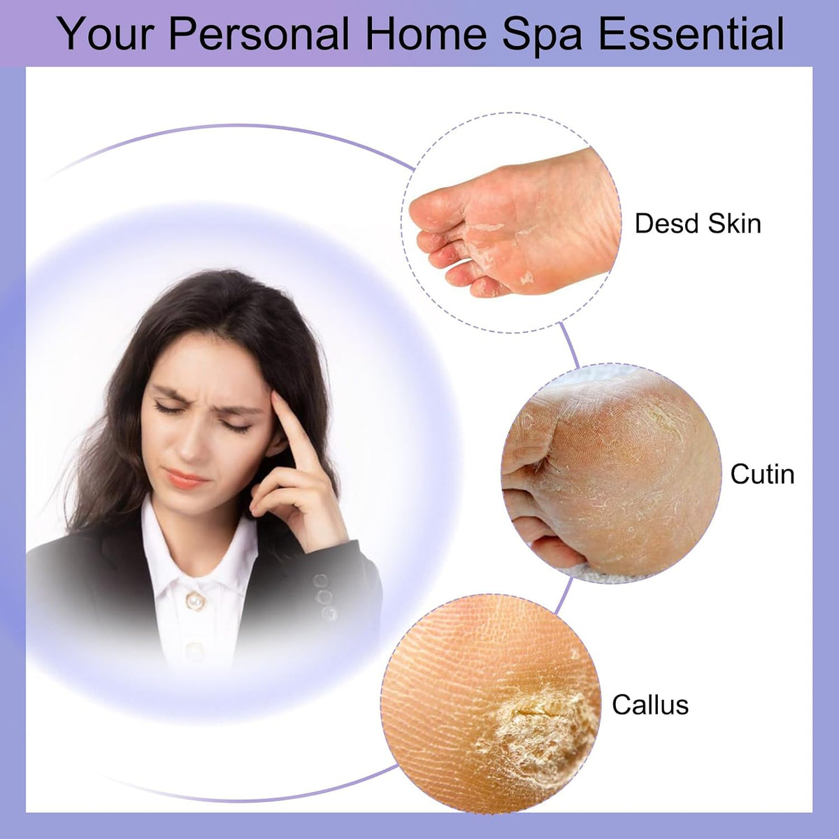 2 Pack 4-in-1 Foot Scrubber with Pumice Stone for Feet