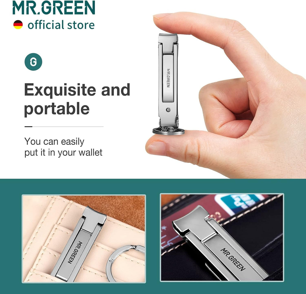 MR.GREEN Collapsible Nail Clippers Small and Thin Portable Travel Nail Scissors Cutter Stainless Steel Manicure Tools with Nail Files (Orange Leather Case+ Iron Box) Multicoloured