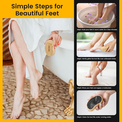BEZOX Nano-Glass Pumice Stone for Feet Dead Skin, Eco-Friendly Pedicure Foot File Callus Remover - Bamboo Handle