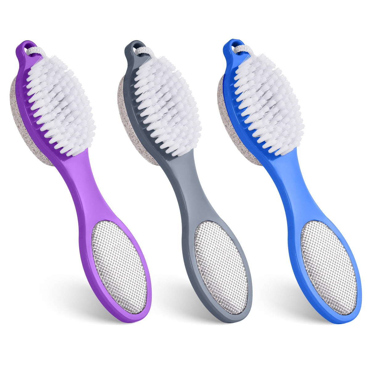 3 Pcs 4-in-1 Foot Scrubber Brush for Feet & Shower