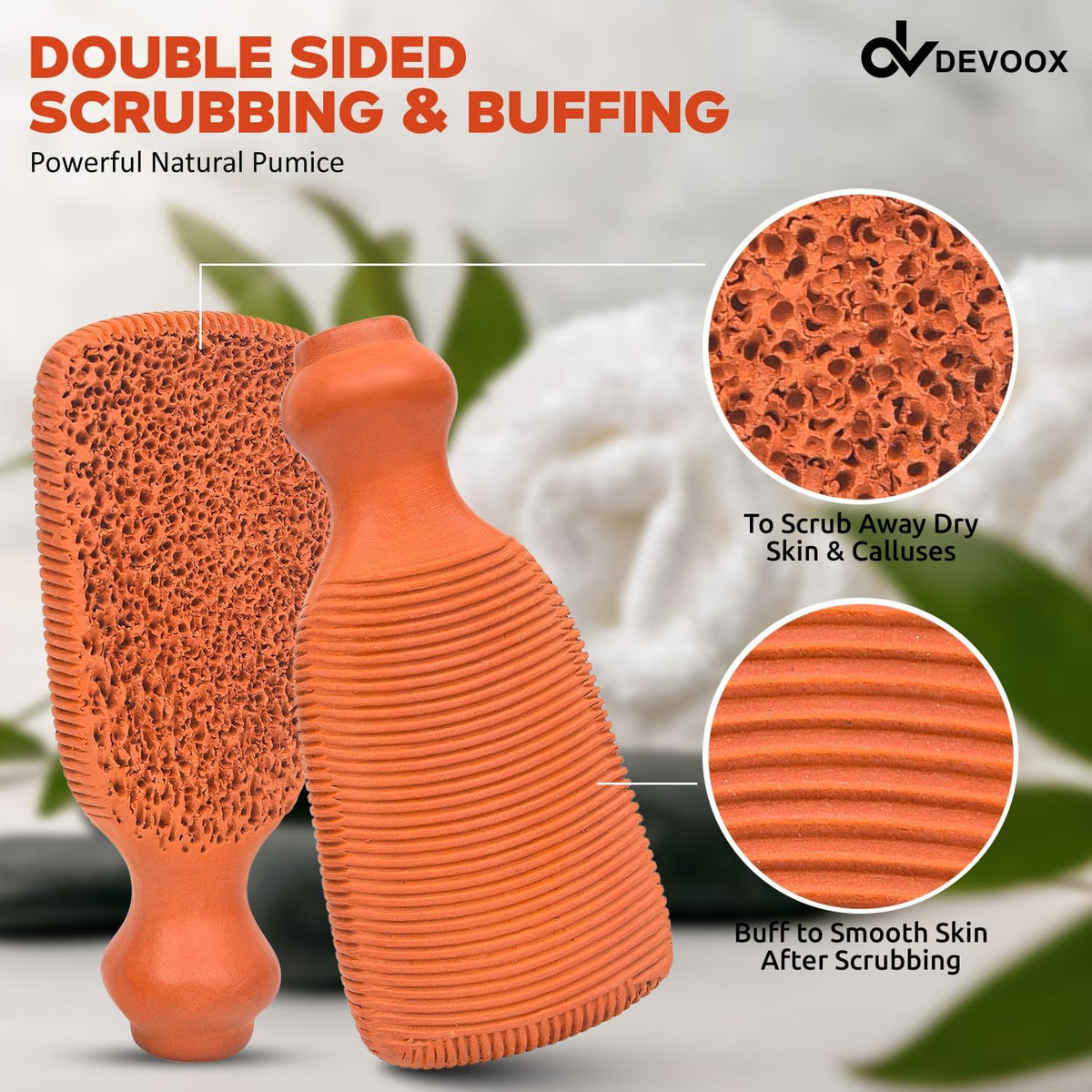 Pumice Stone Natural for Shower Dual Sided Foot Exfoliator, Foot Scrubber for Dead Skin, Callus Remover for Feet, Hard Skin Remover, Pedicure Tool for Men & Women
