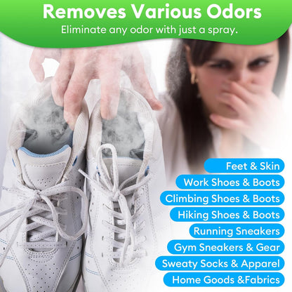 Foot & Shoe Deodorizer Spray, Odor Eliminator for Smelly Shoes & Feet