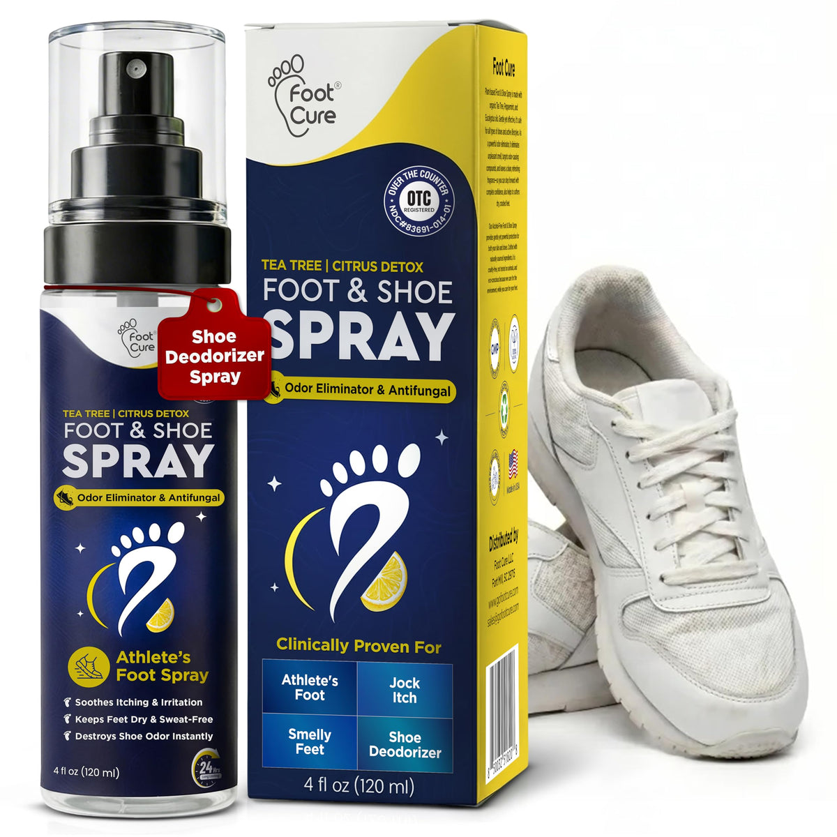 Shoe Deodorizer, Foot Odor Spray, Tea Tree | Mint Odor Eliminator - 120ml