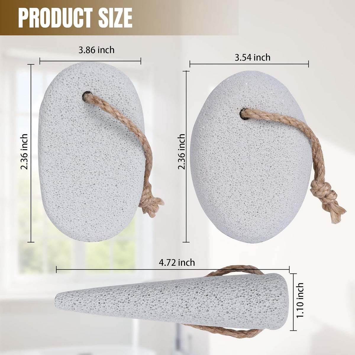DEBETOOL 3-Pack Natural Volcanic Foot Pumice Stone Set, Round, Oval & Cone
