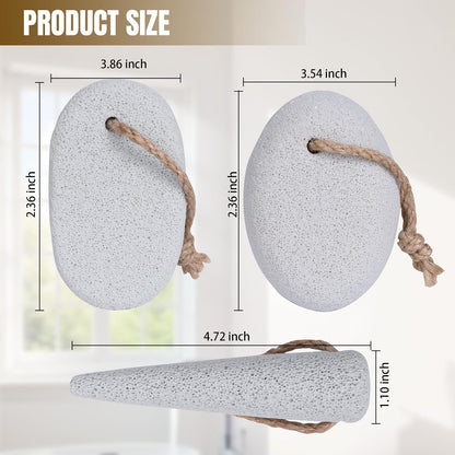 DEBETOOL 3-Pack Natural Volcanic Foot Pumice Stone Set, Round, Oval & Cone